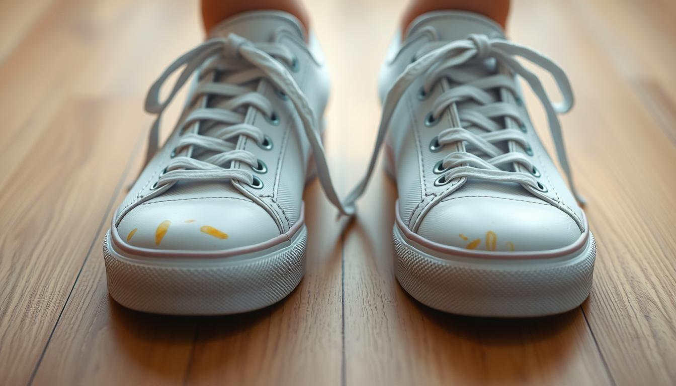 Jak wyczyścić białe trampki z żółtych plam